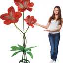 Giant Artificial Flower 3PCS 3D Realistic Waterproof Fake Flowers Durable Easy Maintenance Perfect for Home Garden Weddings Events Christmas Graduation Party Decorations (orange1)