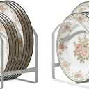 2 Pack Kitchen Plate Holder Organizer for Cabinet Space Saver Dinner Dish Storage Rack Upright Dish Drying Racks Metal Plate Dish Racks Stand for Cupboard and Countertop Rustproof Large White
