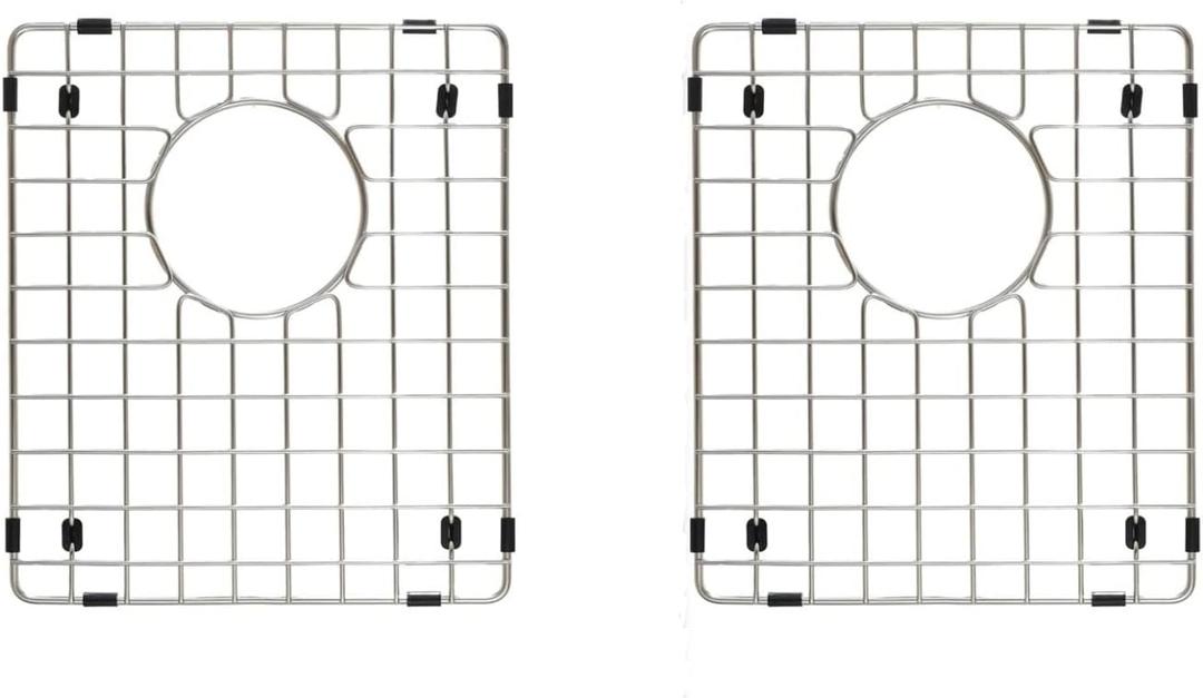 STARSTAR Double Bowl Kitchen Sink Bottom Two Grids, Racks, Protector 304 Stainless Steel (50/50, 11.75 x 14)