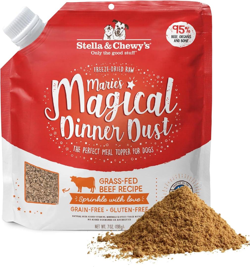 Stella & Chewy's Freeze-Dried Raw Maries Magical Dinner Dust - - Premium Beef Dog Food Topper with Organic Fruits & Vegetables - Perfect for Picky Eaters - 7oz (EXP 08/11/26)