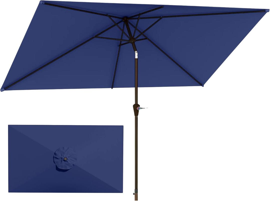 6.5'x10' Rectangular Patio Outdoor Umbrella,Large Coverage with Push-Button Tilt & UV Protection,Sturdy Ribs for Deck,Lawn,Pool,Backyard