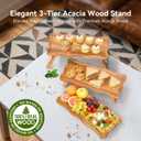 Acacia Wood 3 Tier Cupcake Stand, Serving Tray for Party, Foldable Dessert Table Display Set, Tiered Tray Decor for Party, Birthday, Wedding, Christmas