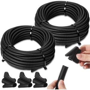Sasylvia 1" x 60ft Split Wire Loom Tubing with Installation Tool Wire Loom Assortment Split Cable Sleeves Bulk Flexible Electrical Conduit Protective Kit