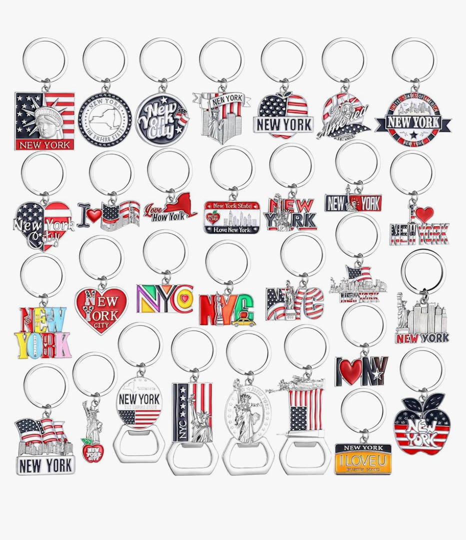 Landical 30 Pcs Silver Us City State Souvenirs Gifts Chicago Metal Keychain Nyc Keychains Florida Gifts Texas Bulk Travel