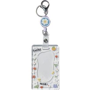 ID Badge Holder with Retractable Badge Reel Clip and Lanyard, Cute Card Name Tag Lanyard Vertical ID Protector Bage Clips for Nurse Doctor Teacher Student (Rabbit)