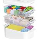 TERGOO 3-Tier Plastic Craft Organizers and Storage Box with Removable Trays, Portable Art Supply Storage Organizer with Handle, Art & Craft Storage for Organizing Bead, Sewing, Tool