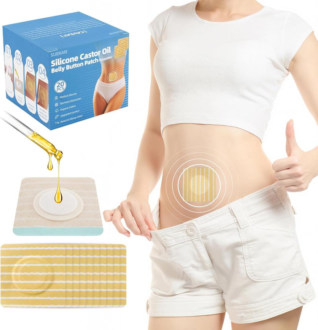 2 x 20PCS High-End Silicone Spunlace Nonwoven Film Castor Oil Belly Button Patch,Organic Cotton Castor Oil Patches Pack wrap Disposable