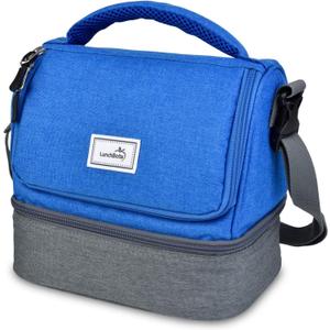 LunchBots Duplex Insulated Lunch Bag - Dual Section Design Fits Uno, Duo, Trio, Quad, Rounds, Bento Cinco Perfectly - Roomy Thermal Lunch Bag - Royal (Blue)