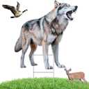 Qualirey Coyote Decoy for Geese Deterrent 27.5 x 26 Inch Fake Predator Hunting Decoy 2D Coyote Repellent Devices to Scare Goose Deer Keep Away Small Animals