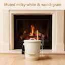 Ash Bucket with Lid and Shovel, Hand Broom and Stick, 5.2 Gallon Large Metal Ash Bucket for Fireplace Tools Set, Fire Pits, Wood Burning Stoves, Indoor and Outdoor, Camping, Grill, Cream White