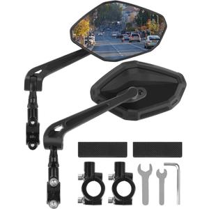 Bike Mirror Handlebar Mount, HD Wide Rear View Bicycle Mirrors for Handlebars with Scratch Resistant Glass, 360°Adjustable Bike Rear View Mirror for Scooter, Motorcycle, Bikes (HD Lens: 1 Pair)