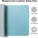 Aothia Large PU Leather Desk Pad Protector  Non-Slip Mouse Pad & Writing Mat for Office/Home, Waterproof, Easy to Clean(36" x 17", Blue Topaz)