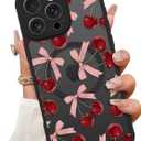 ZIYE Magnetic Case for iPhone 16 Pro 6.3 Inch [Compatible with MagSafe] Hard PC and Soft TPU Case with Cherry Pink Bows Anti-Scratch Shockproof Protection Phone Cover for Women