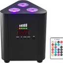 3X6W Battery Powered Stage Lights, RGBW 4 in 1 Rechargeable LED Par Lights Uplighting, Remote DMX Sound Activated Cordless Uplights for Events, Party, Wedding, Concert, Dance, Church 1Pack