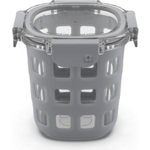 Ello DuraGlass Rounds Glass Food Storage Containers - Meal Prep Bowls with Silicone Sleeve and Airtight Lids, 3 Cup, Gray