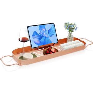 Premium Aluminum Bathtub Tray Caddy - Bath Tub Table - Expandable Bath Tray - Never Rusty - Spa Gifts for Women - Luxury Bathtub & Bathroom Accessories
