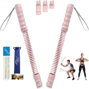 Ptrildo Cordless Battle Ropes for Home Gym & Apartment with Workout Guide, Pink
