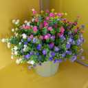 Artificial Flowers for Outdoors, Faux Flowers for Outdoor planters, 16 Bundles Fake Flowers UV-Anti for Decoration, Outdoor Faux Plants, Yellow+Purple+White+Pink