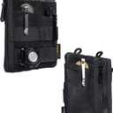 VIPERADE VE18N-OW Waxed Canvas Zipper Wallet, Slim Pocket Pouch, 3 Slots and 2 Zipper Pockets - Minimalist EDC Wallet (Black)
