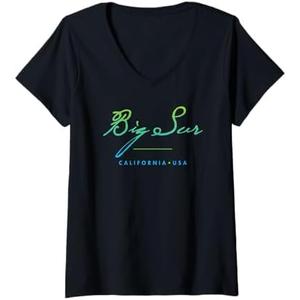 Womens Big Sur California V-Neck T-Shirt, Size: S