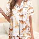 Pajamas for Women Set Short Sleeve Animal Graphic Pajamas Cute Printed Pajama Sets Button Down Pjs Sleepwear (Small)
