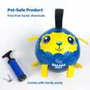 Race&Herd 6" Jolly Soccer Ball for Dogs - Tough Durable Dog Ball Toy with Straps, Pet Bouncy Herding Balls for Dogs, Floating Dog Balls with Tags for Water Fetch, BaaBaaBall (Blue)