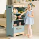 ROBUD Wooden Play Fridge with Ice Dispenser & Accessories for Kids, 11 x 18 x 34 inches