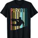 Vintage Style Parkour Silhouette T-Shirt, Size Not Found 