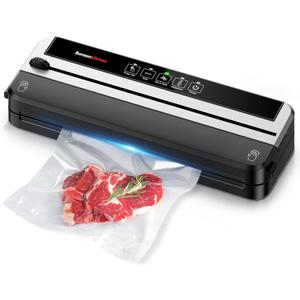 Bonsenkitchen Vacuum Sealer for Food, Multi-functional & Compact Vacuum Sealer Machine with the Latest Airtight Technology | 10 Pre-cut Bags | Bag Cutter | ETL Listed | (Black-Silver)