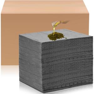 Hoolerry Oil Absorbent Pads Weight Dimpled Pad Garage Accessories Water Absorbent Mat Oil Spill Mat for Absorbing Protecting Home Garage Basement(13.5 x 17.5 Inch,Gray,100 Pcs)