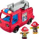 Fisher-Price Little People Toddler Toy Fire Truck Musical Push-Along Vehicle with 2 Figures for Pretend Play Ages 1+ Years