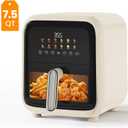 Fullwill Air Fryer with Visible Window, 7.5QT,12-in-1 Multi-Function Air Fry,Roast,Bake, Dehydrate, Fries,Nonstick and Dishwasher-Safe Basket,Family&friends Party,1700W,Creamy White