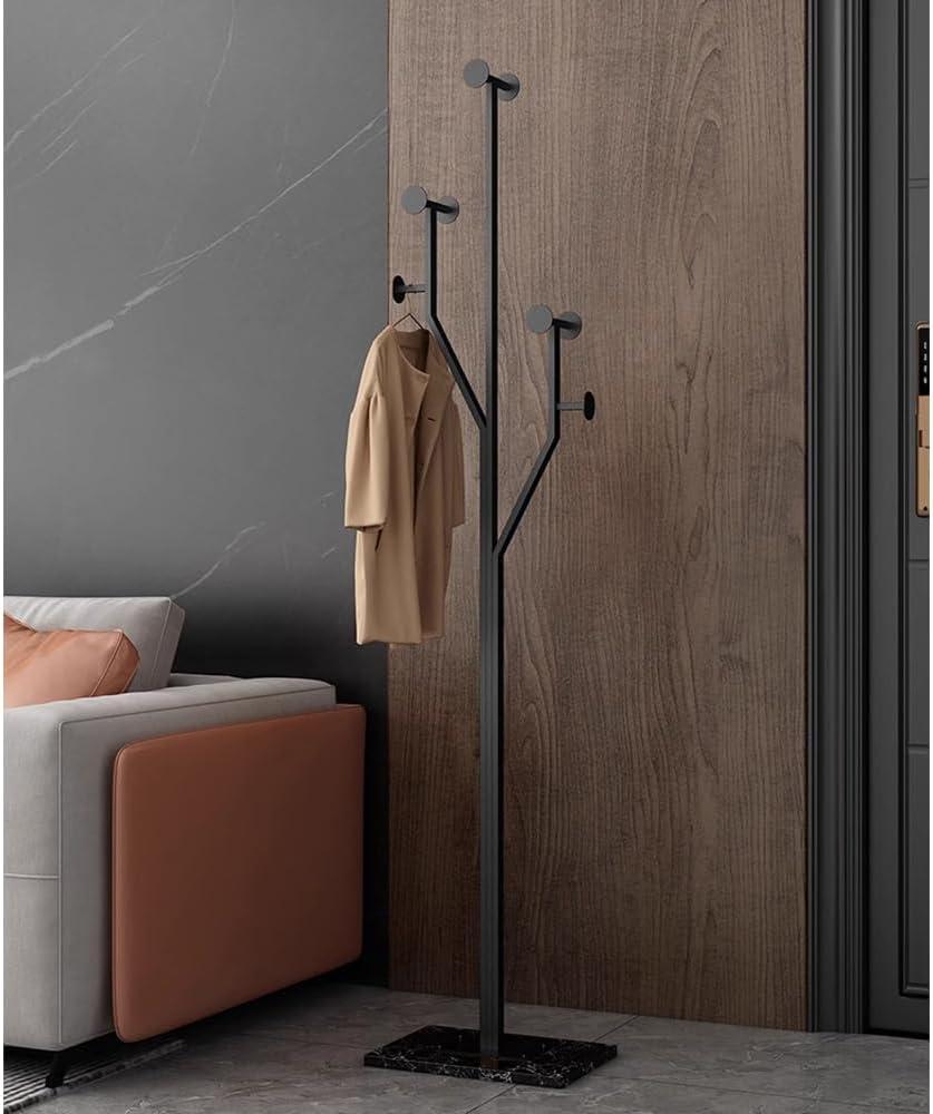 Sturdy Coat Rack, Coat Tree Freestanding Heavy Duty With Marble Base, Metal Standing Coat Rack For Bedroom, Entrance, Modern Clothes Hanger Stand For Coats, Hats, Bags (Black)