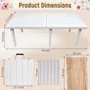 43" x 22" Folding Picnic Table, Portable Wooden Table with Handle, Long Table Runner, Boho Outdoor Low Table Set for Beach, Camping, Yard, Wedding, Party (Beige), 43" x 22" x 14.6"