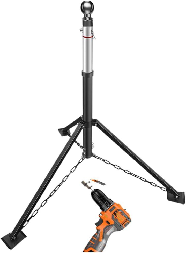 Gooseneck Tripod Stabilizer Jack for 5th Wheel Trailer Rv, (Allow Drill Adjust), 5000lb Load Capacity & Adjustable Height from 35" to 56"（Patented