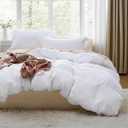Bedsure Bright White Duvet Cover King Size - 3 Pieces Prewashed Cotton-Like Extra Soft Bedding Set, Includes 1 Duvet Cover 104x90 Inches with Zipper Closure & 2 Pillow Shams, Comforter Not Included
