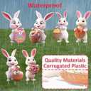 6 PCS Easter Bunny Yard Signs with Stakes, Large Easter Bunnies Outdoor Decorations for Yard Lawn Photography Egg Hunt Sign Waterproof Photo Props