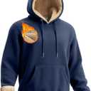 Boladeci Men's Sherpa Lined Hoodie Sweatshirts Heavy Fleece Cotton for Winter Cold Weather (Medium, Navy)