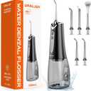 Water Dental Flosser Pick for Teeth - 300ML Portable Cordless Oral Irrigator, Rechargeable Irrigation Cleaner Professional Electric Flossing Machine for Teeth Cleaning Power Flosser Travel (Black)