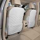 TAIKOO Seat Back Protector + Large Capacity Pocket Storage Organizer,Preventing the Impact of Children Stepping on the Seat Backrest (Cream White)