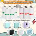 T02 Mini Thermal Sticker Paper,Compatible with Phomemo M02/M02X/M02S Label Printer,5 Rolls Blue Image&5 Rolls Black Image Printing Paper for Photo/Note/DIY/Memo,10 Rolls,53 * 28mm