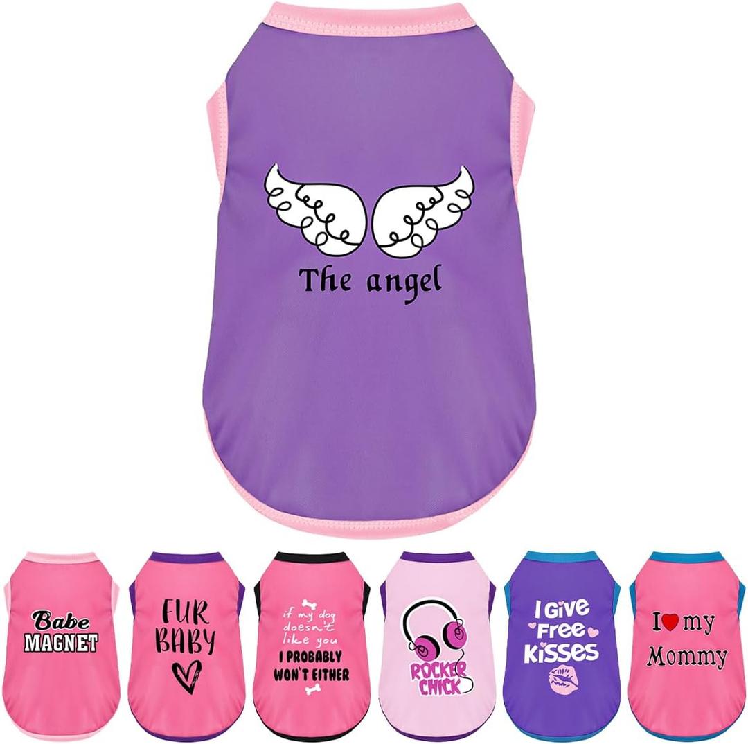 Color-Blocked Dog Tank Top with Playful Heat Transfer Designs  Lightweight Polyester Shirt for Small,MediumDogs, Perfect for Casual Outings.The Angel Purple 2XL (XX-Large, Purple Angel)