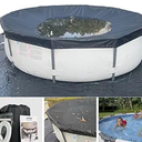 33 Ft Pool Cover, with Automatic Drain Round Pool Cover, One-Piece Quick Installation and Removal Above Ground Pool Cover, Preventing Waterlogging, UV Protected Solar Swimming Pool Cover