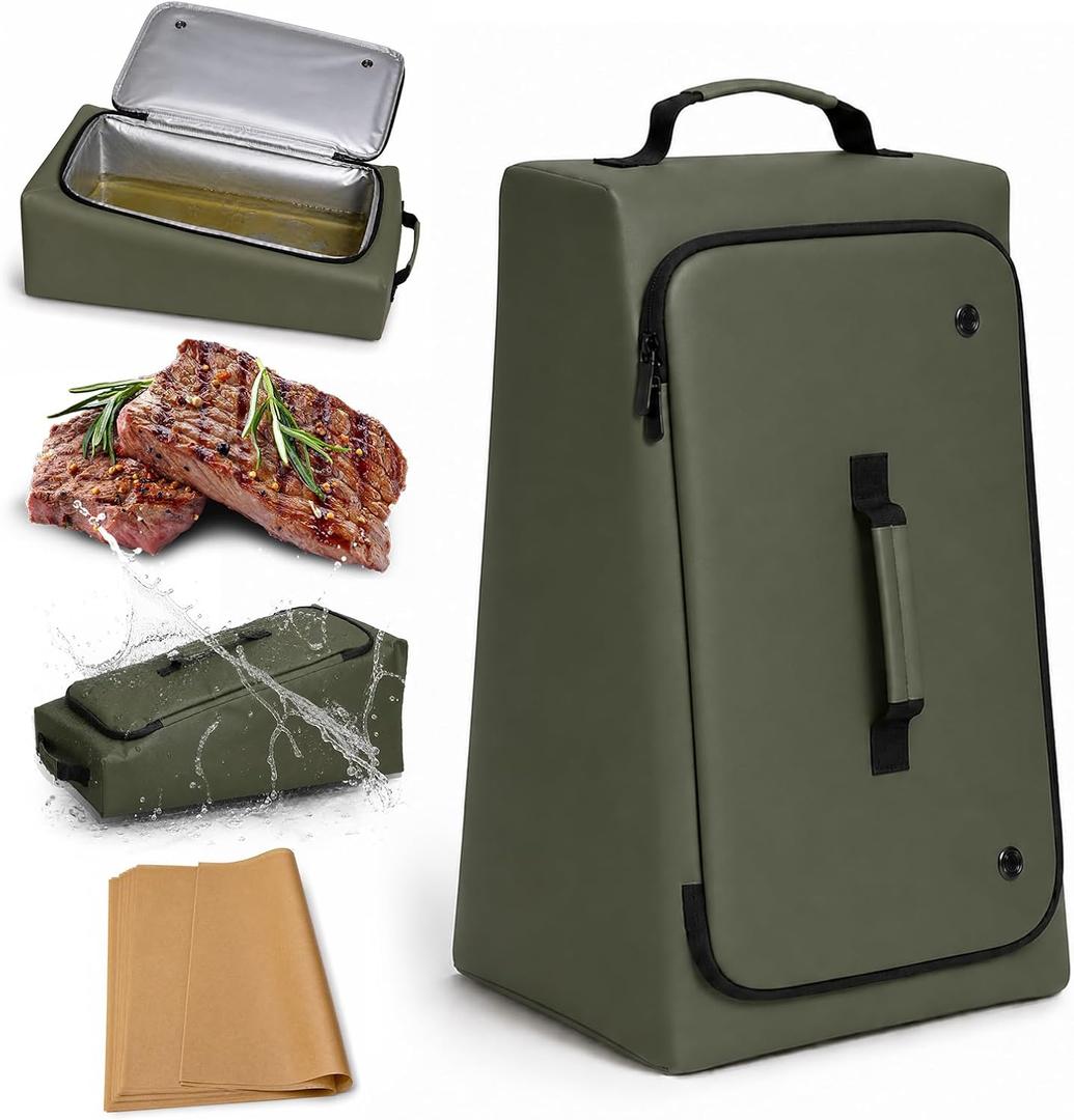 BBQ Blanket for Resting Meat, 270 Opening Leak-Proof Insulated Meat Resting Bag with Butcher Paper, BBQ Brisket Blanket for Pork Shoulder/Steak/Turkey, Smoker Grilling Accessories Gifts for Men/Dad