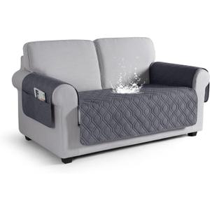 VANSOFY Couch Cover, Waterproof Sofa Covers Washable Slipcover Furniture Protector Couch Seat Covers Non-Slip Couch Cover for Dogs, Pets(Loveseat, Dark Gray) (Loveseat(Seat Width: 47.2"))