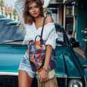 Anti-theft Backpack Purse for Women, Unique Geometric Print Small Fashion Daypack, Water-Resistant Oxford Shoulder Bag with Back Access - Each Pattern is One-of-a-Kind