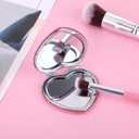 Compact Folding Mirror Heart Shaped Magnifying Mini Vanity Mirror Portable Travel Makeup Tools for Purse Double-Sided Cute Glitter Cosmetic ccessories (Pink-Silver)