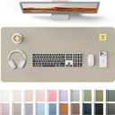 YSAGi Leather Desk Pad Protector, Office Desk Mat, Large Mouse Pad, Non-Slip PU Leather Desk Blotter, Laptop Desk Pad, Waterproof Desk Writing Pad for Office and Home (Olive Beige, 35.4" x 17")