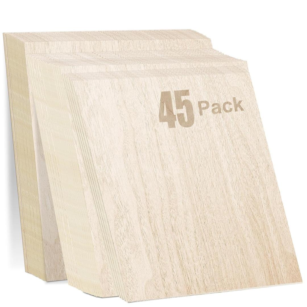 Baltic Birch Plywood Sheets Box of 45  Laser Engraving Cutting, Scroll Saw Nature Veneer Color, Stronger Than Basswood, A/A Grade,12 x 12 x 1/8”, 3mm Thickness Perfect for Wood Burning