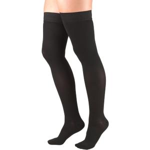 Truform 30-40 mmHg Compression Stockings for Men and Women, Thigh High Length, Dot-Top, Closed Toe, Black, X-Large(1-pair)
